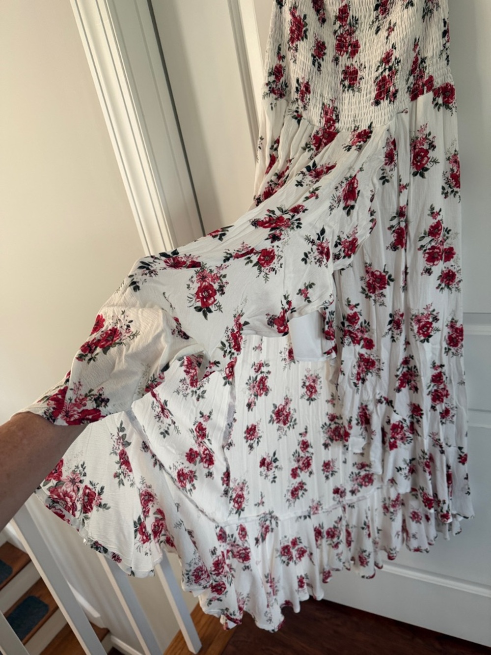 BONGO White Maxi Dress with Red Rose Print - Picture 3 of 3